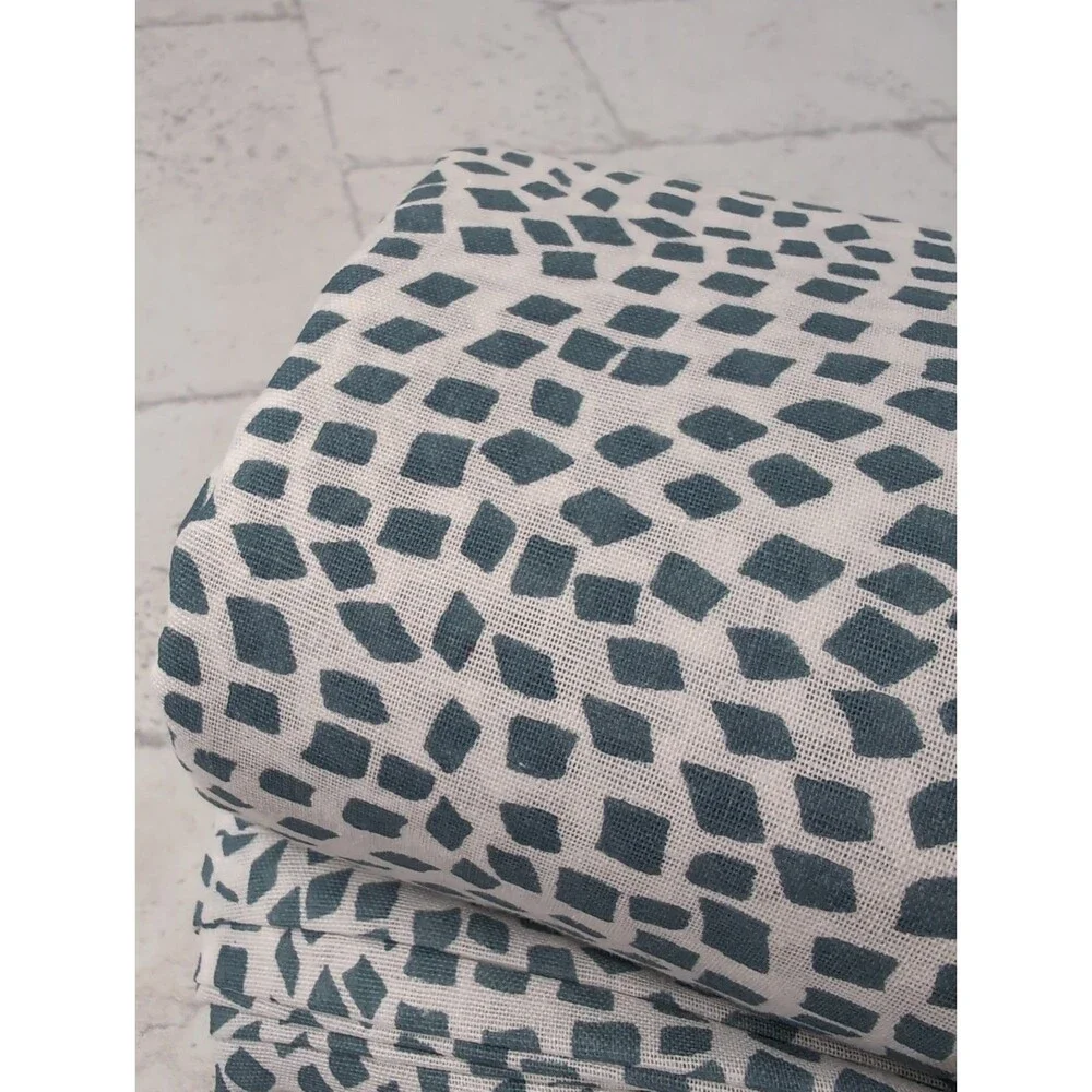 IKEA Tradkrassula Full/Queen Duvet Cover & Pillowcases White Teal Blue Scandi